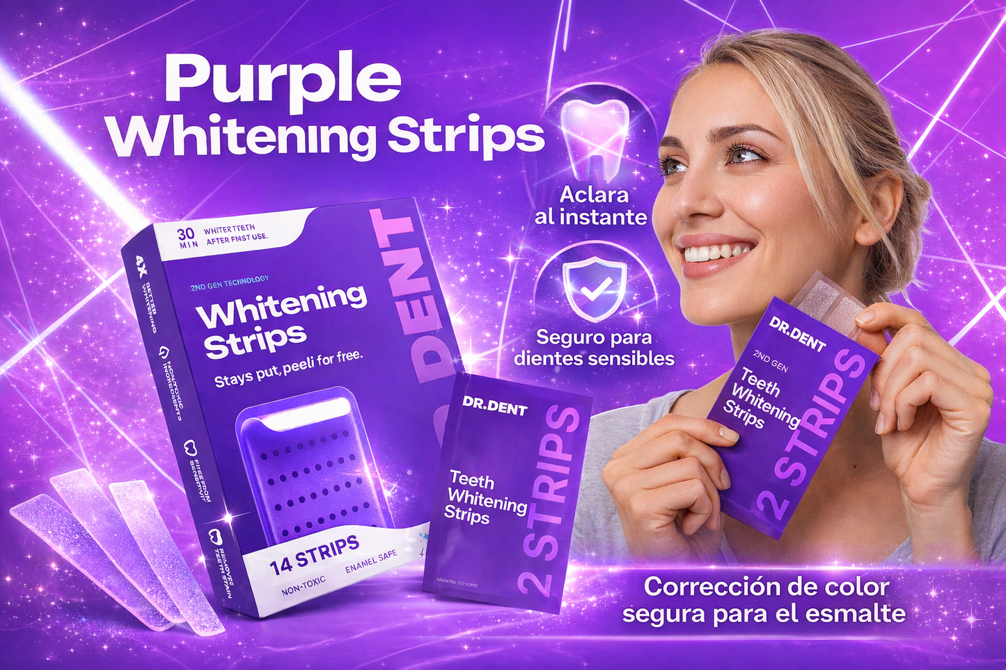 Tiras blanqueadoras sin peróxido